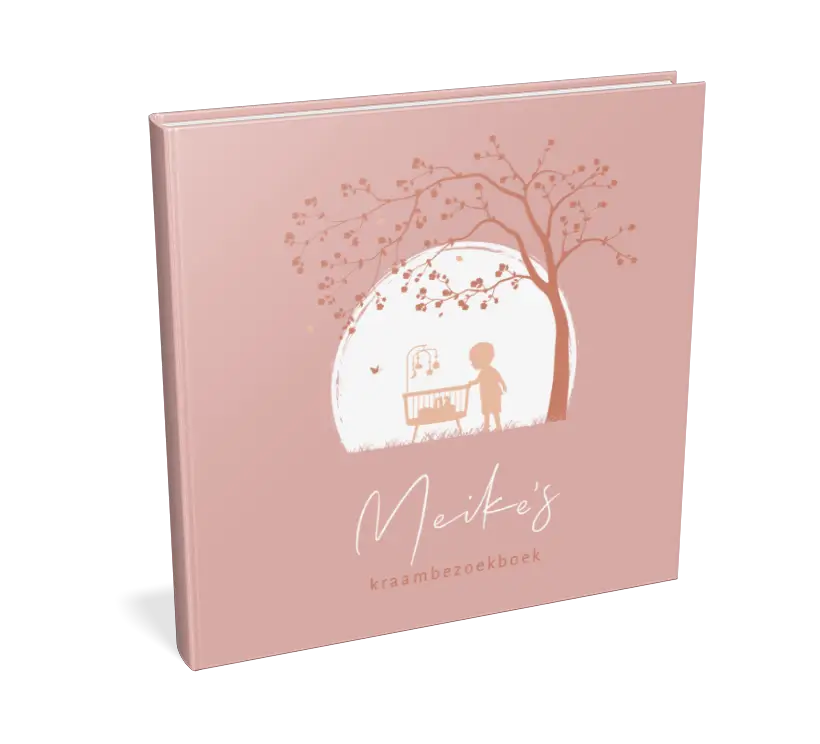 Roze kraambezoekboek zusje met lief tafereel - met invulpagina's