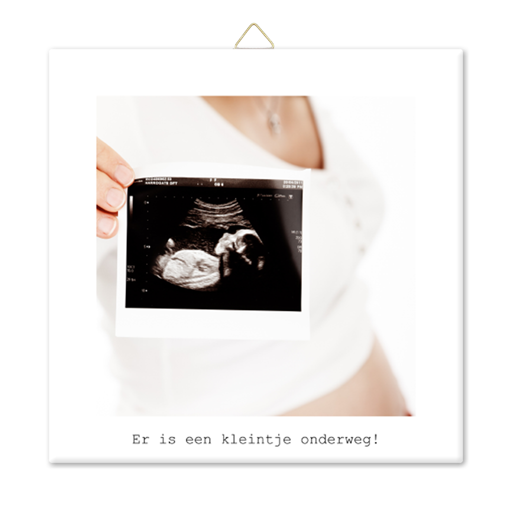 Foto tegeltje met zwangerschapsaankondiging