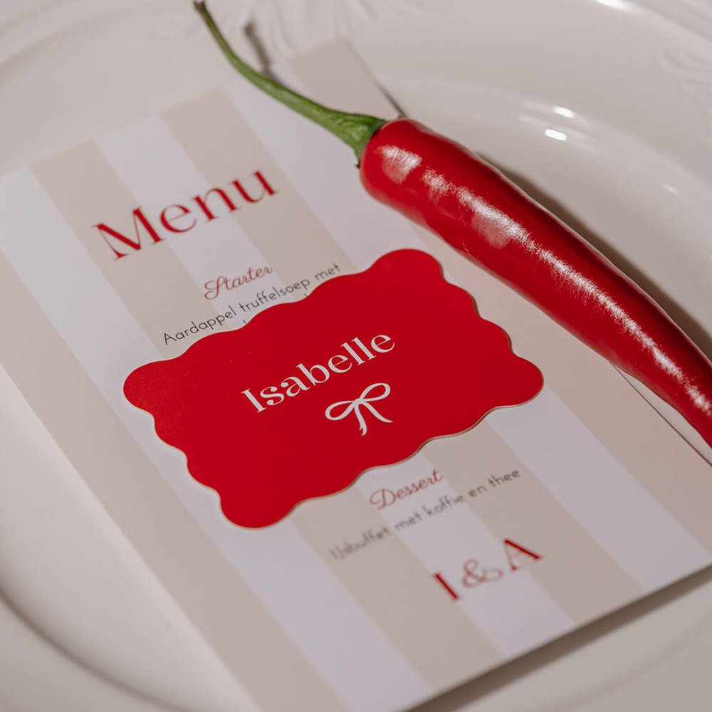 Menukaart modern strepen rood