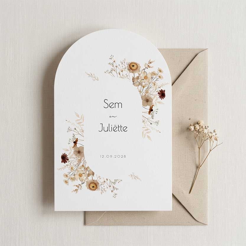 Losse kaart boho aardetinten bloemen