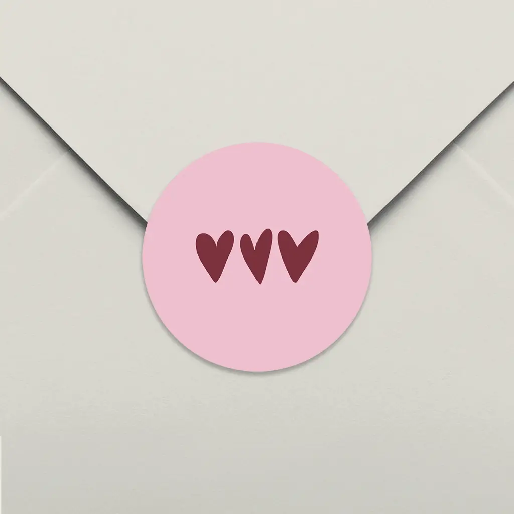 Sluitsticker met roze hartjes - per 25 stuks