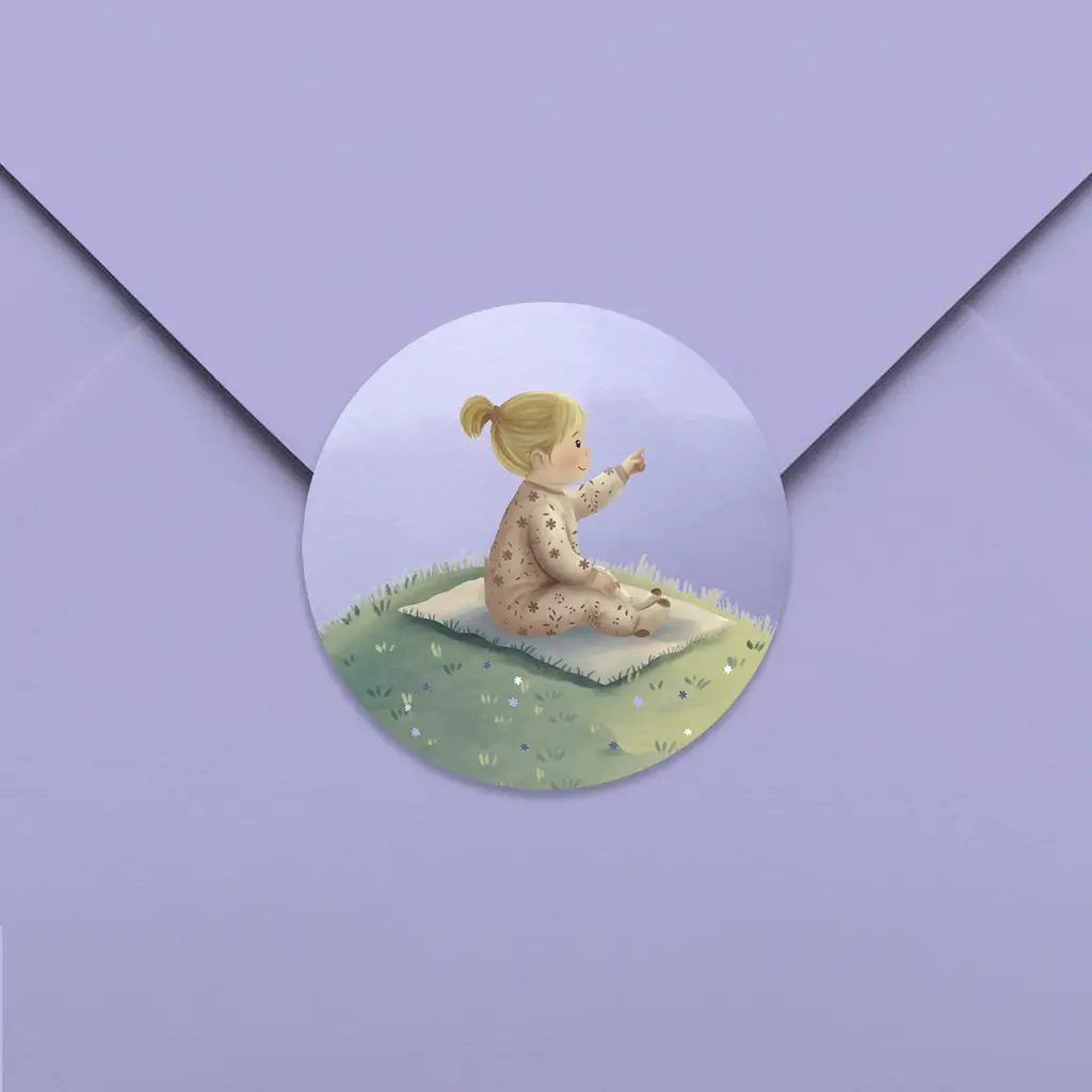 Sluitsticker met lieve illustratie van meisje - per 25 stuks