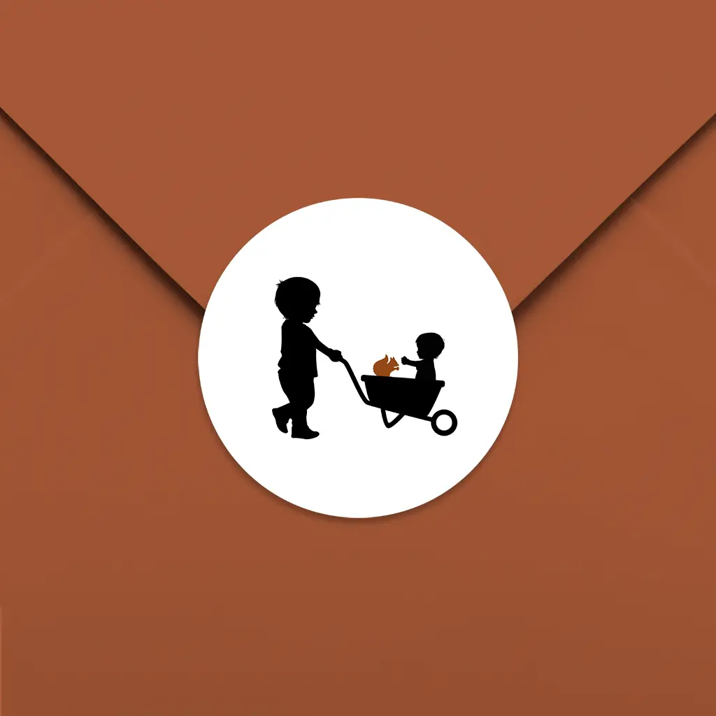 Lieve sluitsticker met silhouetjes van grote broer en broertje - per 25 stuks