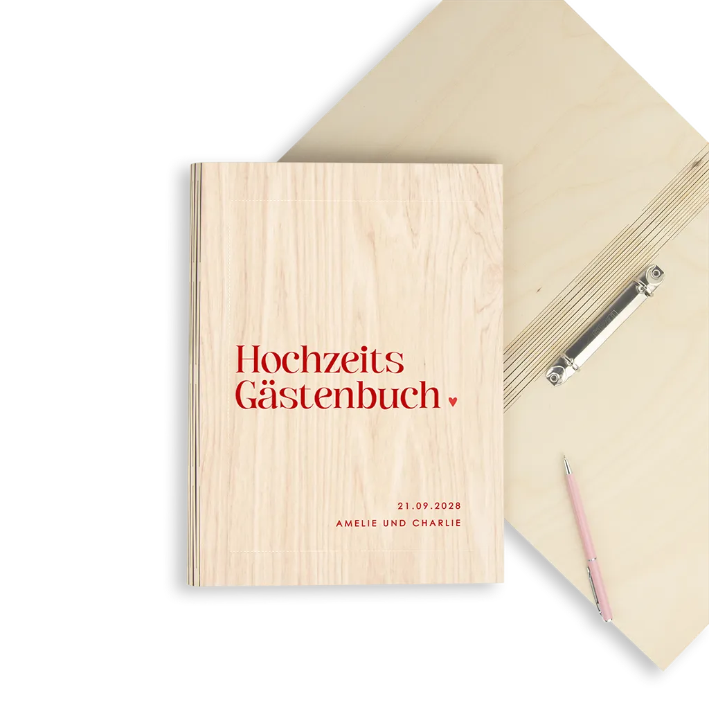 Colorblocking Gästebuch zur Hochzeit mit Herzchen