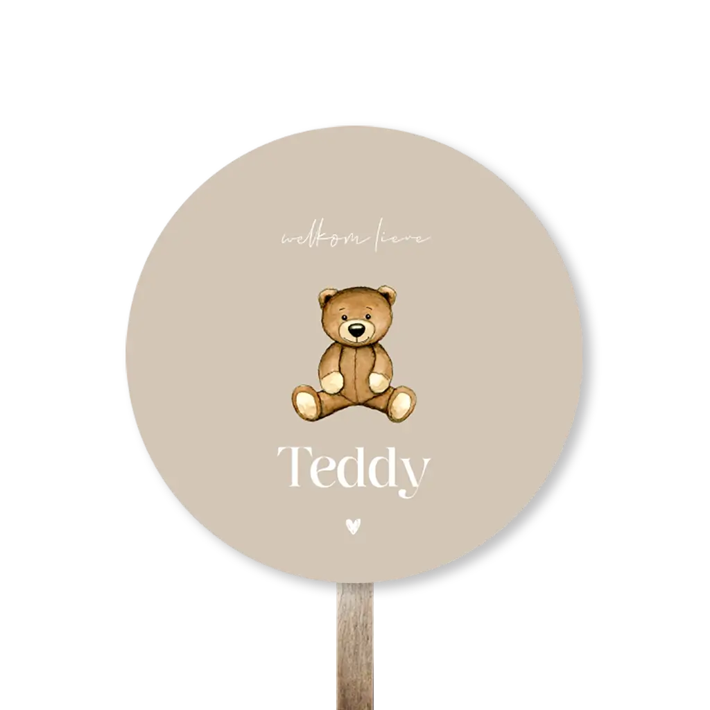 Tuinbord bruin met lief teddybeertje