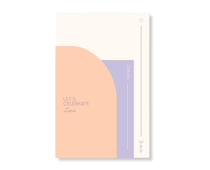 Trouwkaart Stapelkaart Minimalistisch Perzik Lila Wessel Demi