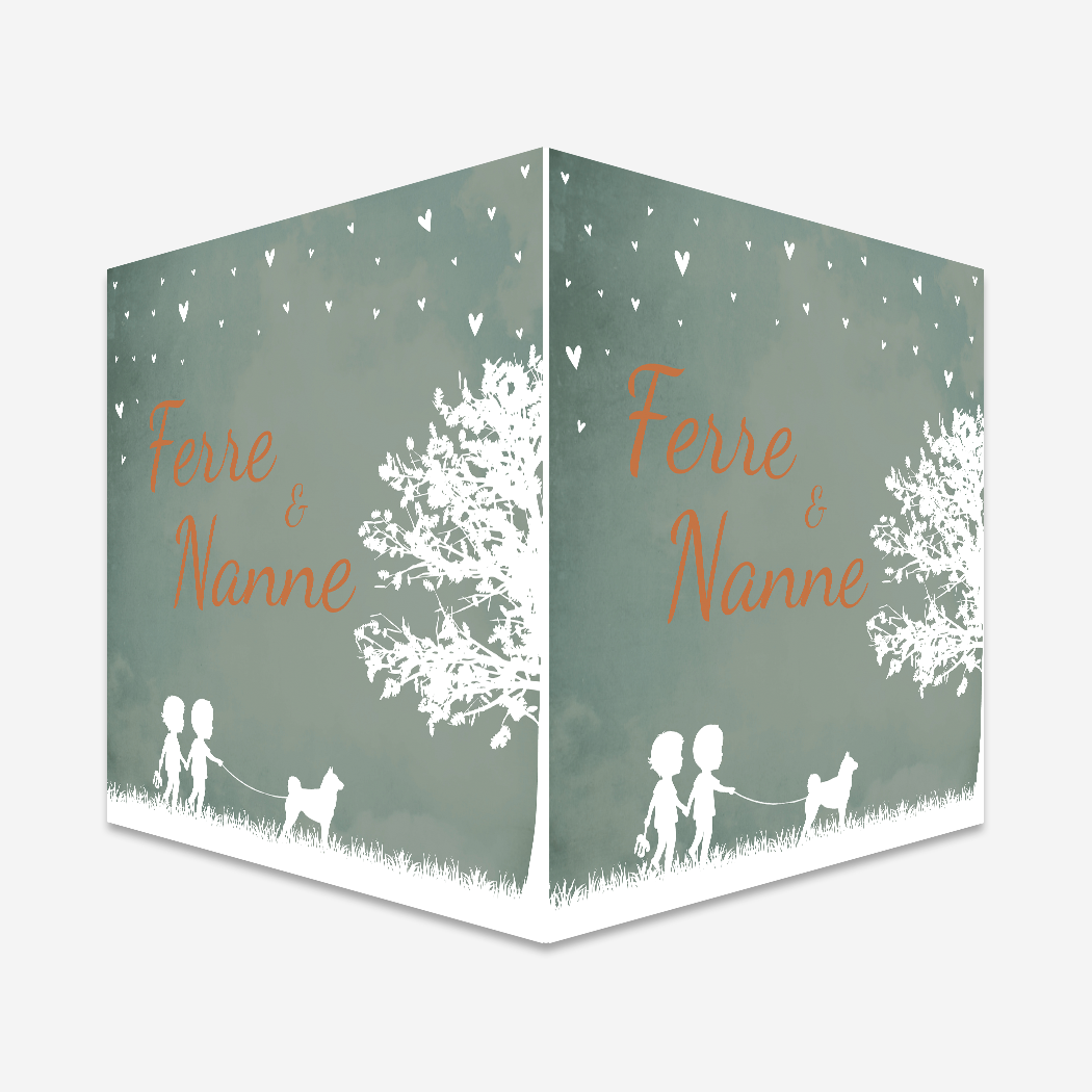 Raambord Geboorte Tweeling Groen Hondje Silhouetten