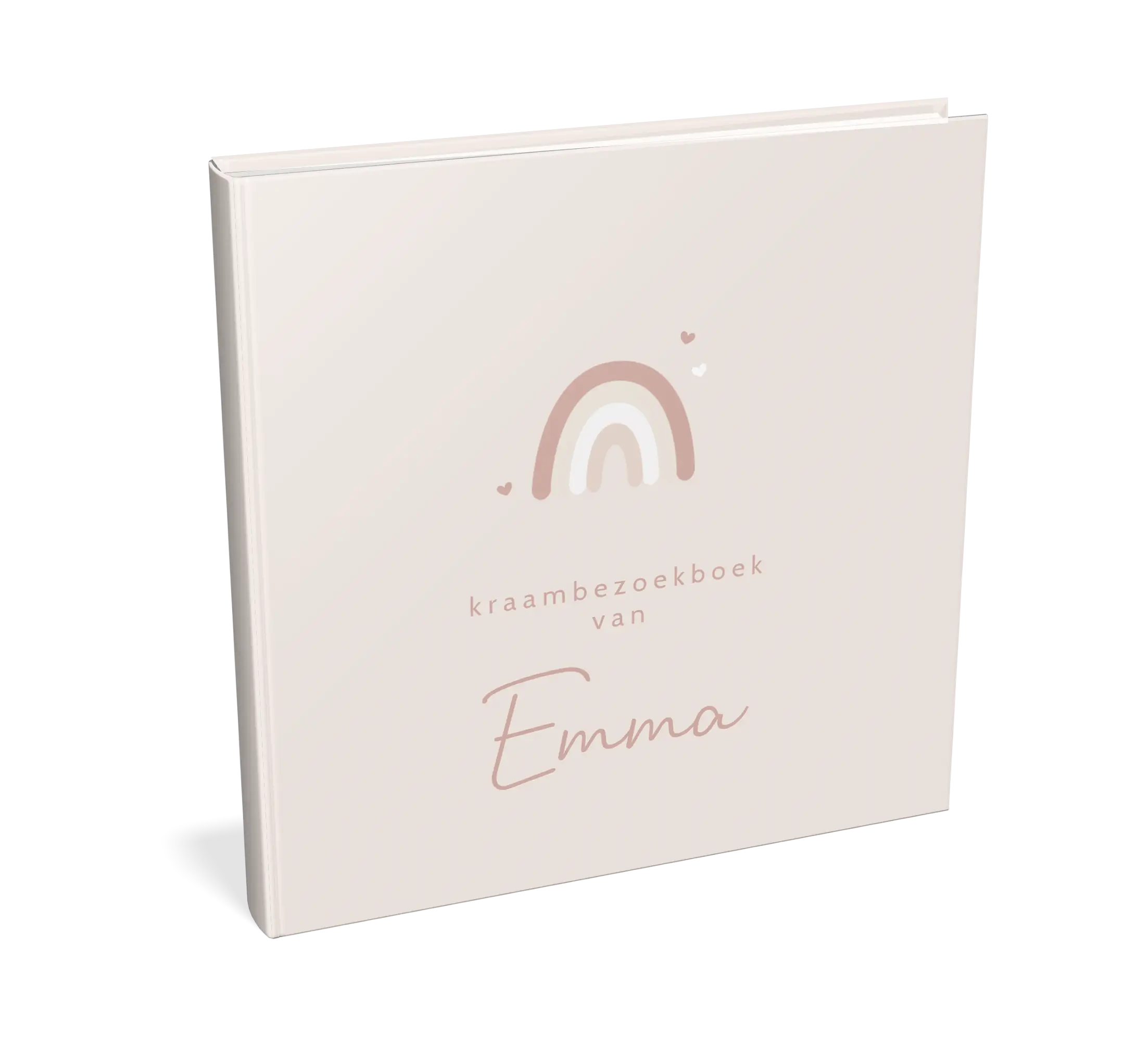 Kraambezoekboek beige met regenboog - met invulpagina's
