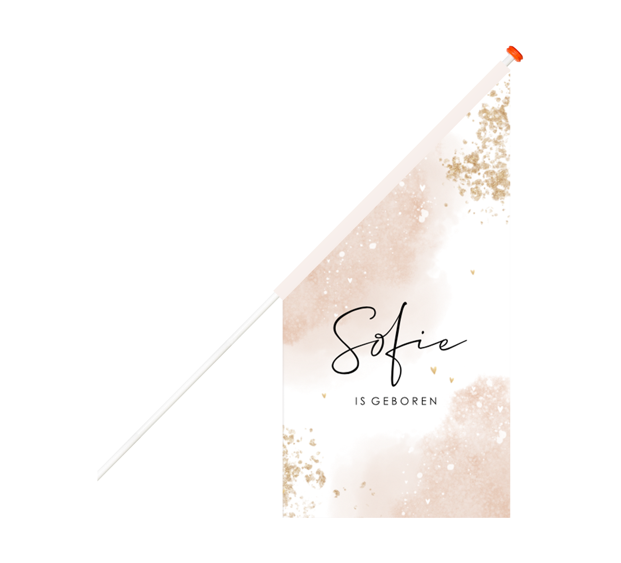 Watercolour geboortevlag roze met spetters