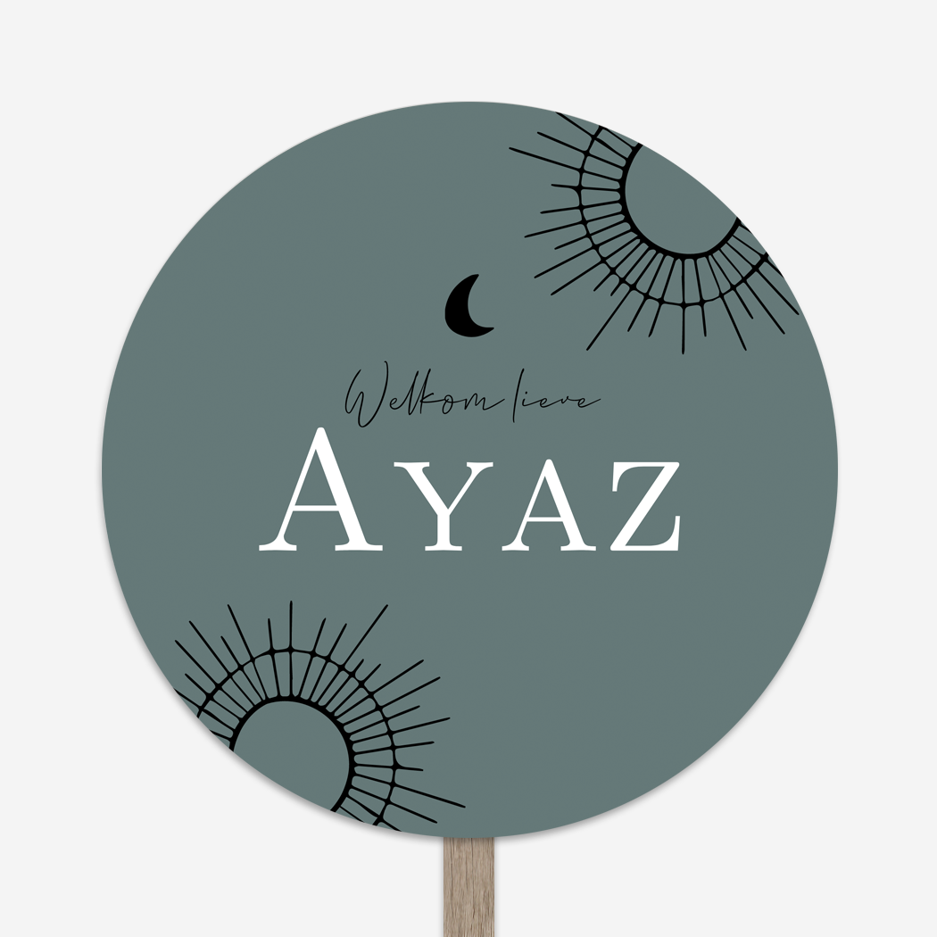 Tuinbord Blauw Zonnetjes Maantje