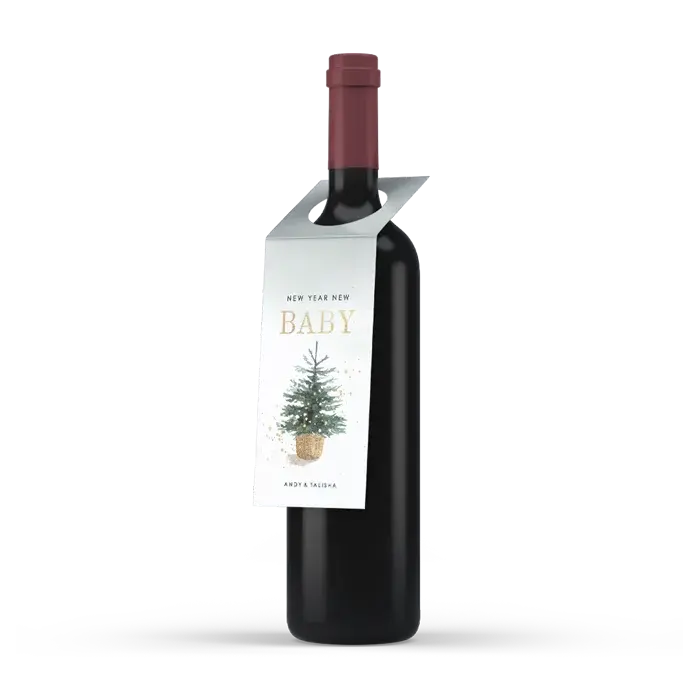 Zwangerschapsaankondiging gepersonaliseerde flessenhanger kerst