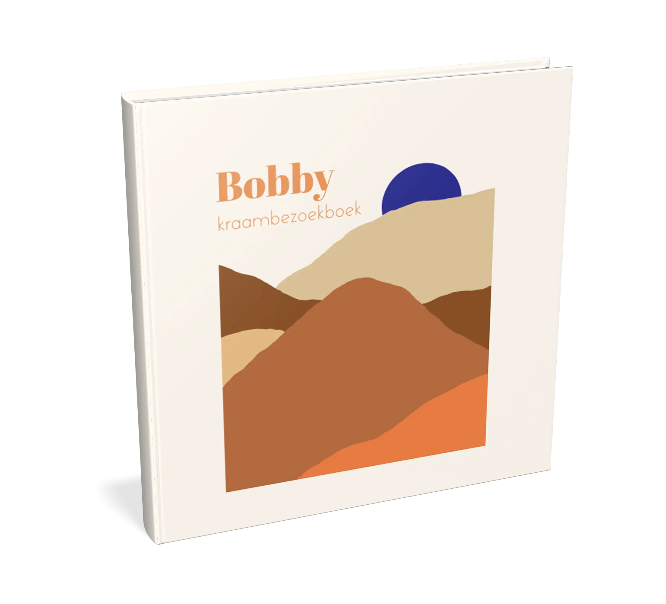 Kraambezoekboek trendy met berglandschap en zon