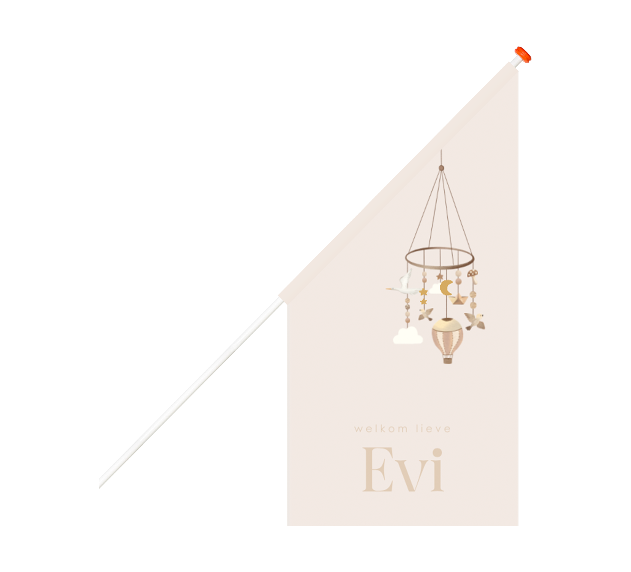 Lieve geboortevlag met mobiel voor meisje