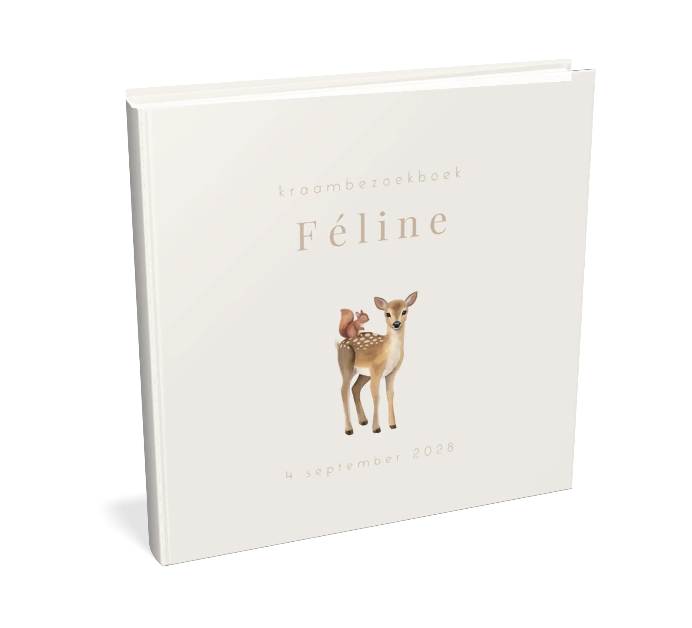 Mooi kraambezoekboek met illustraties van hert een eekhoorn