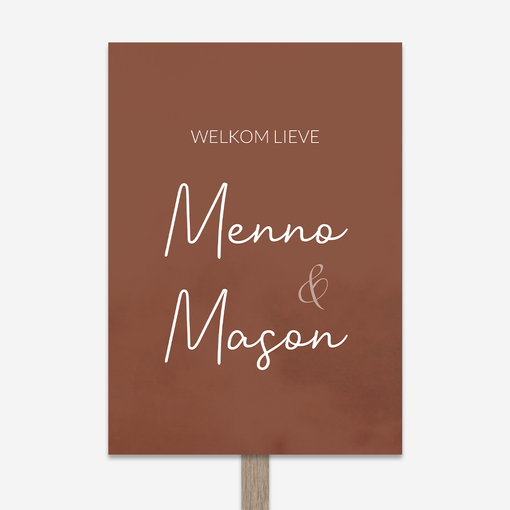 Tuinbord Geboortebord Herfst Tweeling Bruin