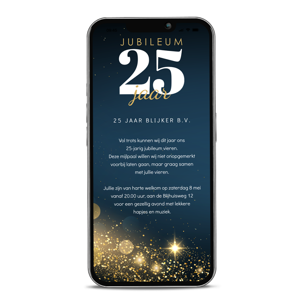 Sprankelende digitale zakelijke uitnodiging 25-jarig jubileum