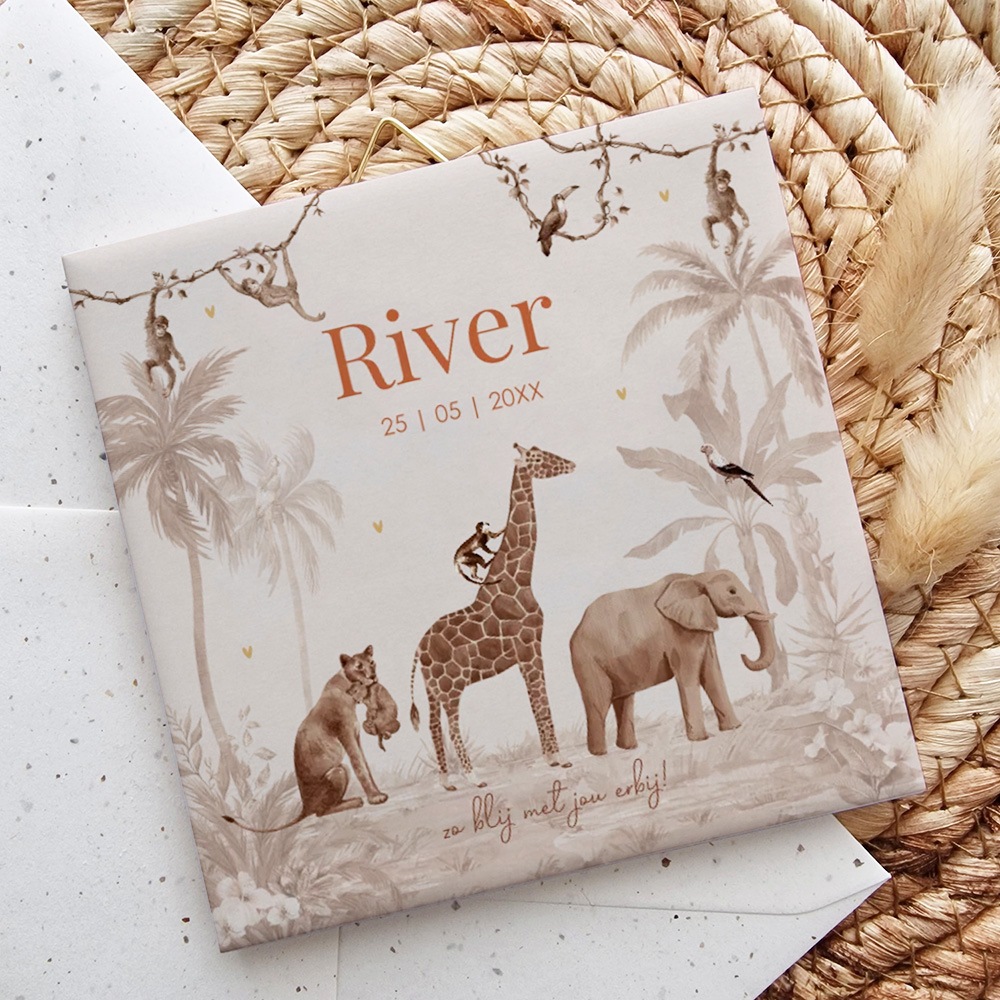 Geboortetegeltje safari dieren