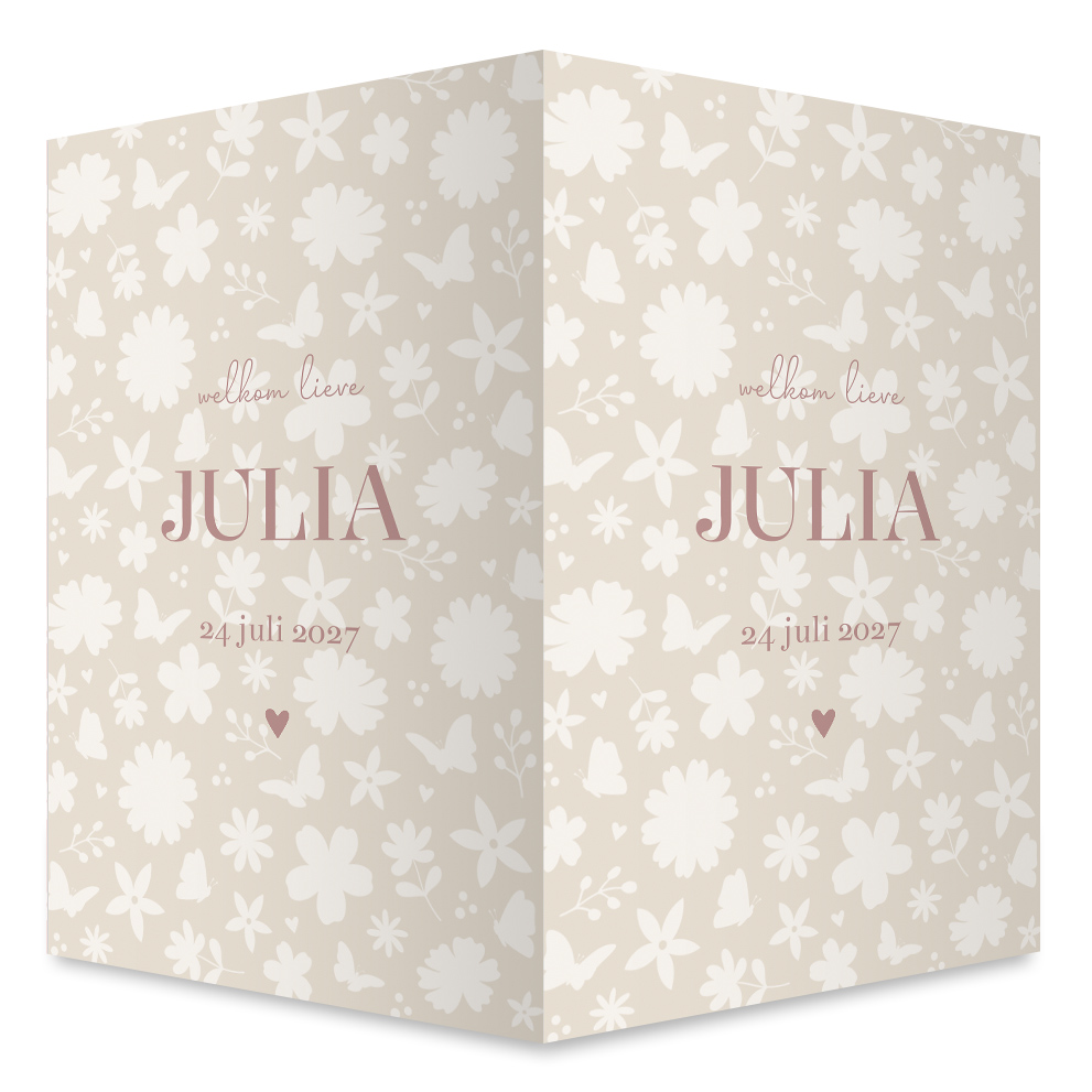 Geboortebord meisje bloemen patroon vlinders