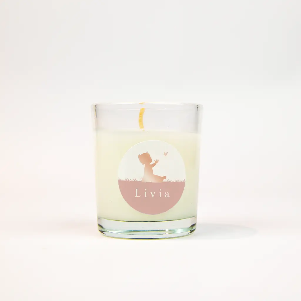 Naamsticker met romantisch silhouet en roségoudfolie - per vel