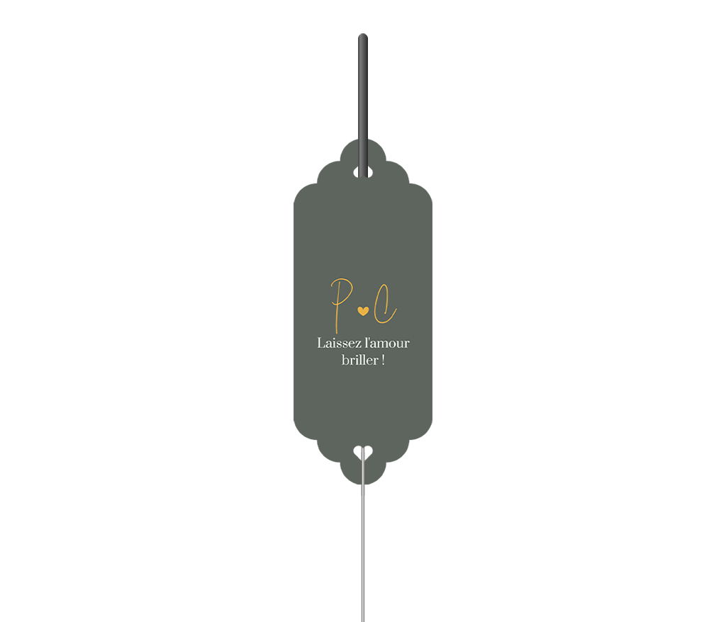 Étiquette en vert avec cœur pour feux de Bengale - 8 pièces