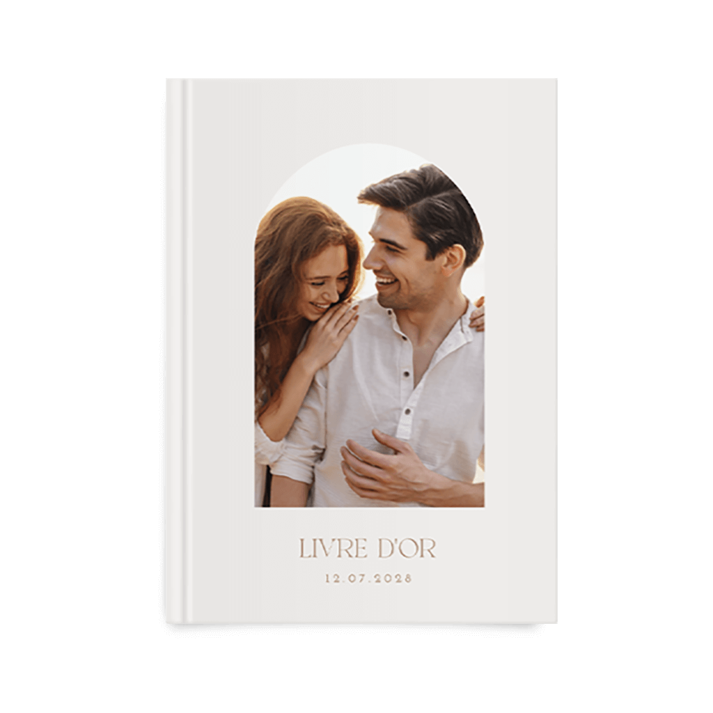 Livre d'or minimaliste avec photo et typographie classique