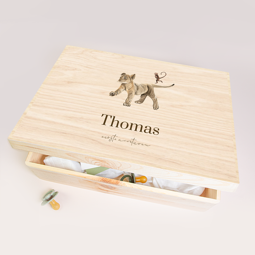 Memorybox baby met schattig welpje en aapje