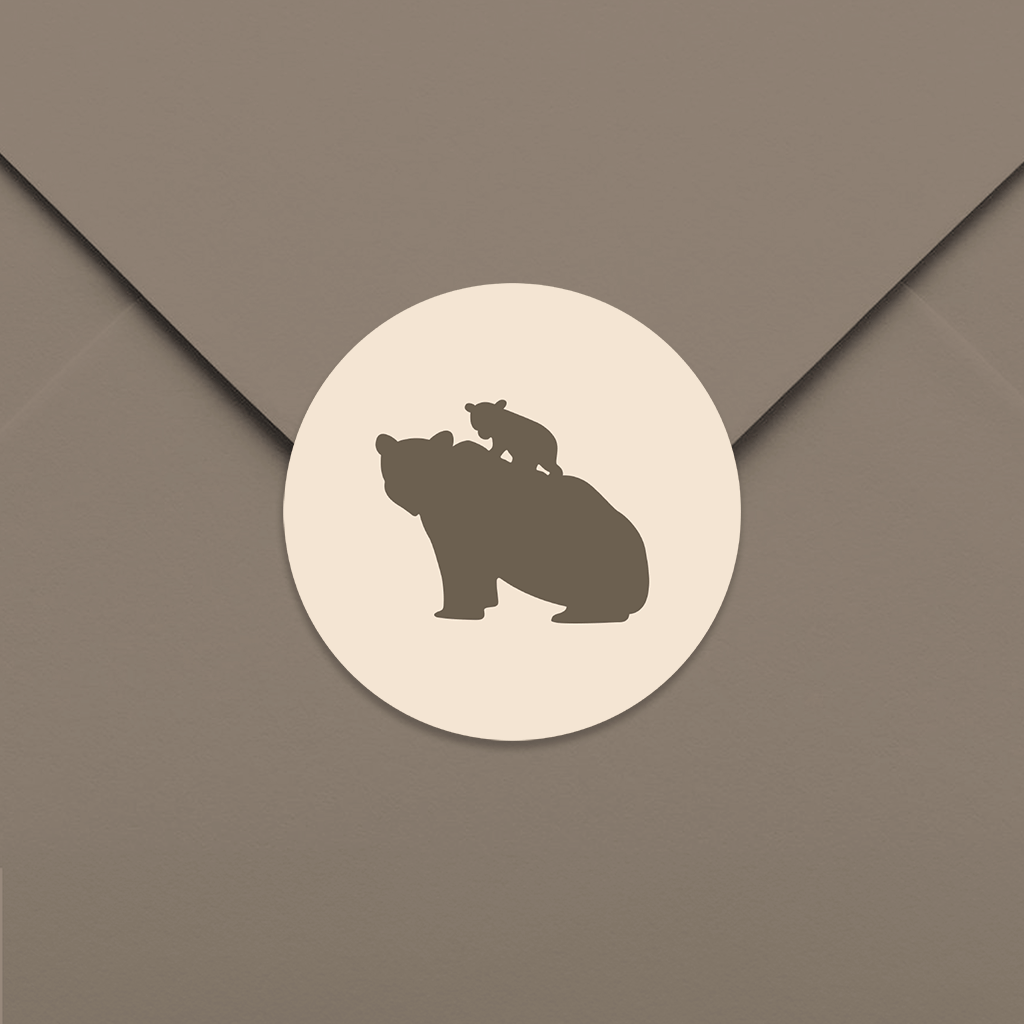 Autocollant mignon avec maman ours et bébé ours en brun - 25 pièces