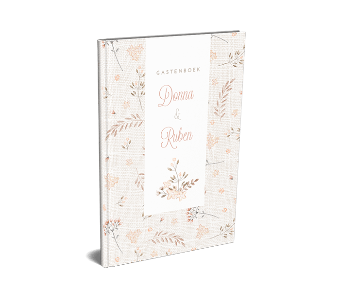 Gastenboek met dessin veldbloemen bij trouwerij