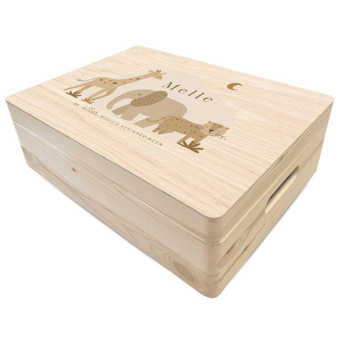 Jungle geboorte memory box voor een jongen met dieren