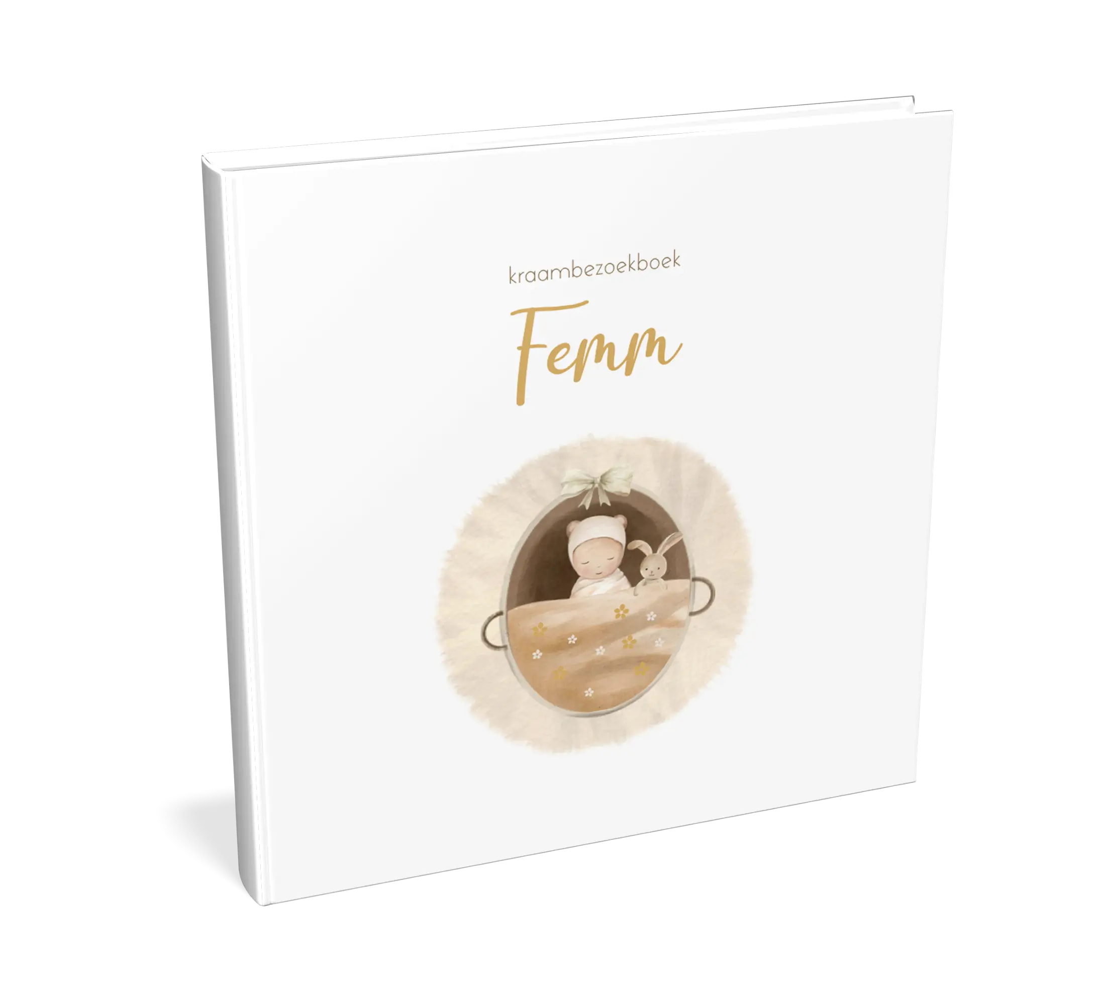 Kraambezoekboek meisje met baby in mandje