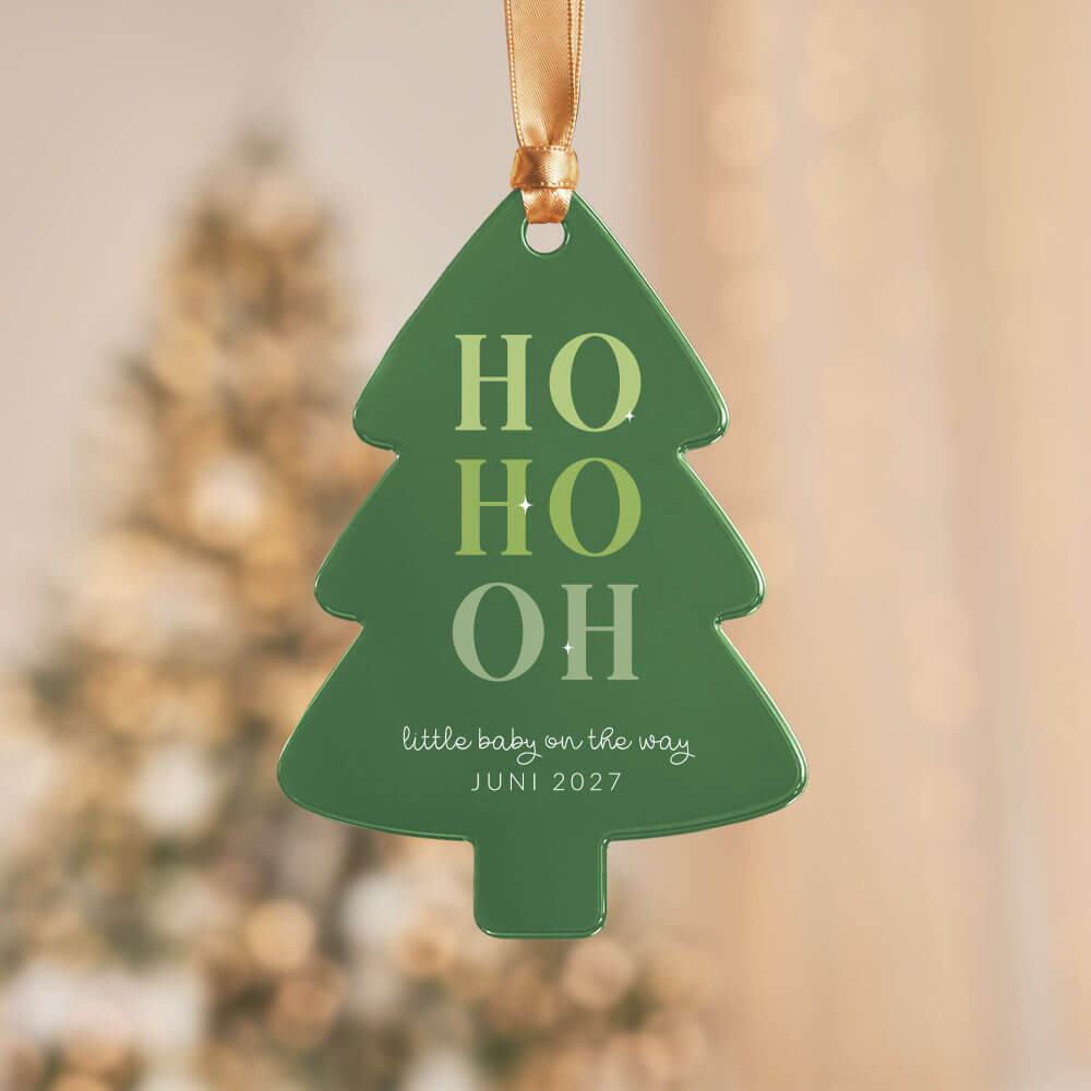 Acryl kerstboom hanger met zwangerschapsaankondiging