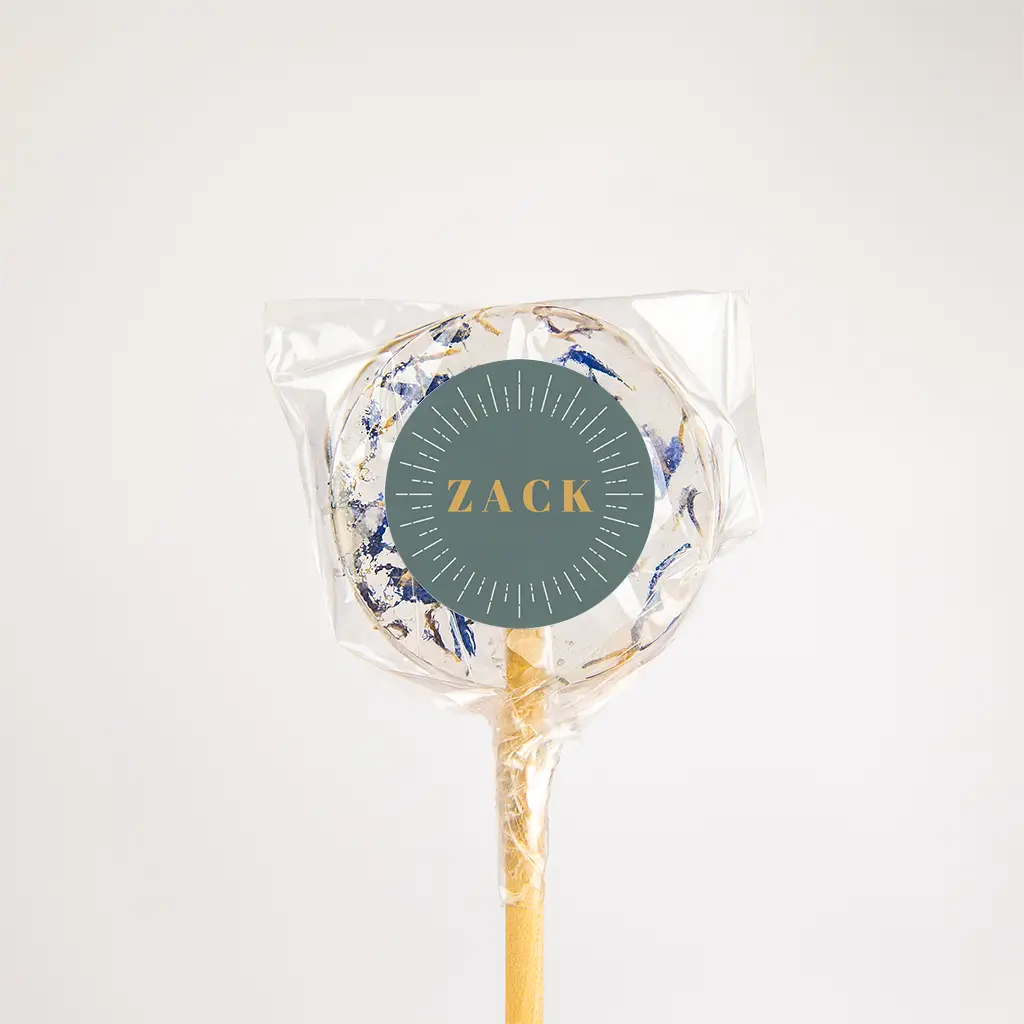 Stoere naamsticker met zon - per 25 stuks