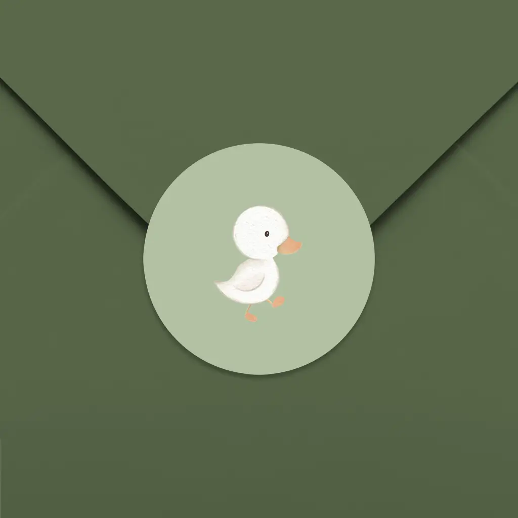 Sluitsticker groen met eendje - per 25 stuks