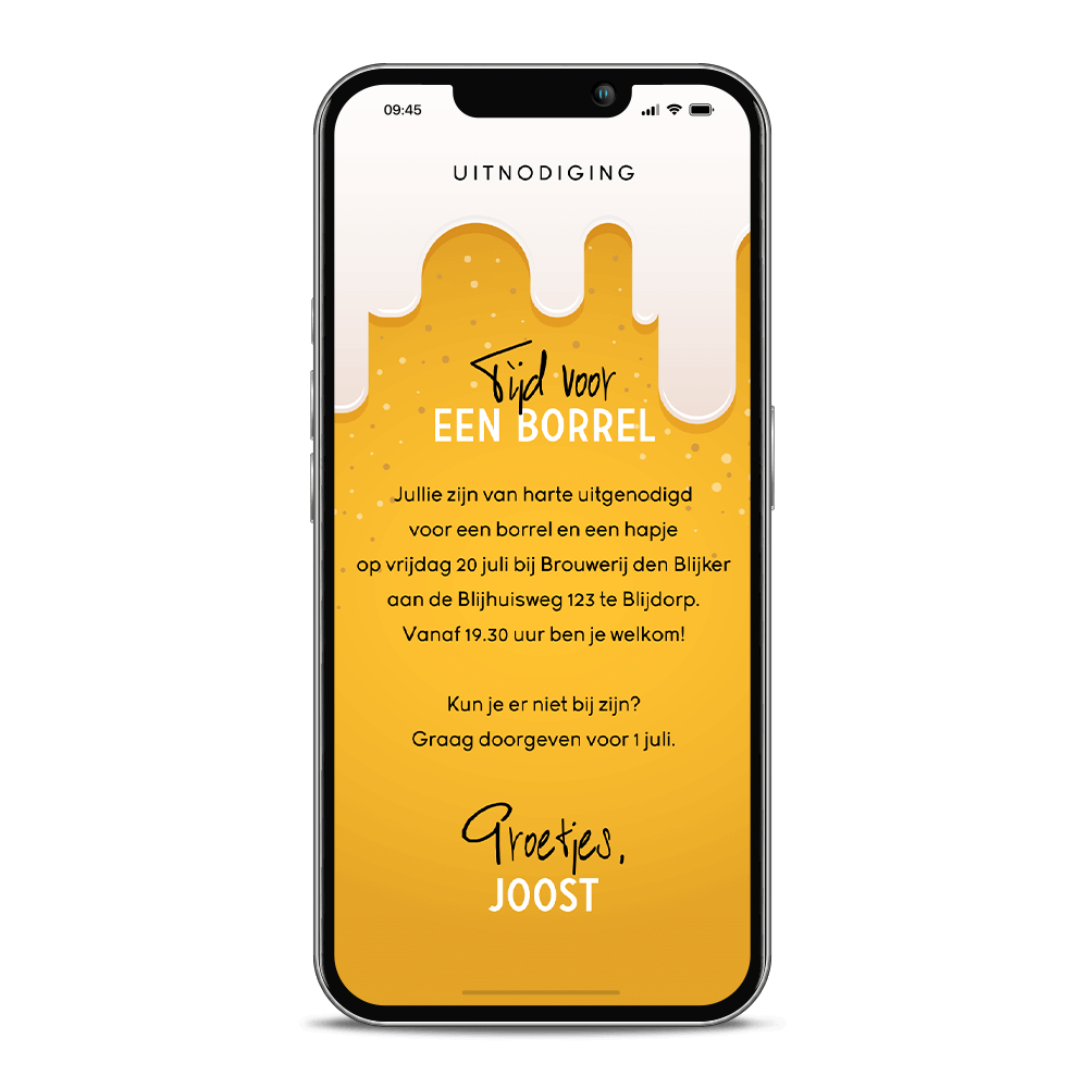 Digitale borrel uitnodiging voor een feestje