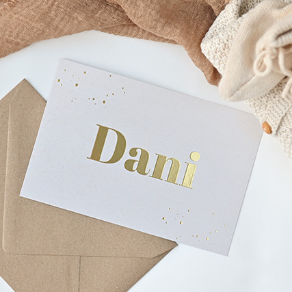 Mat goudfolie geboortekaartje unisex