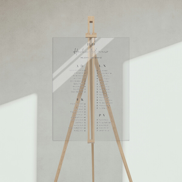 Acryl Sitzplan Hochzeit Alphabet