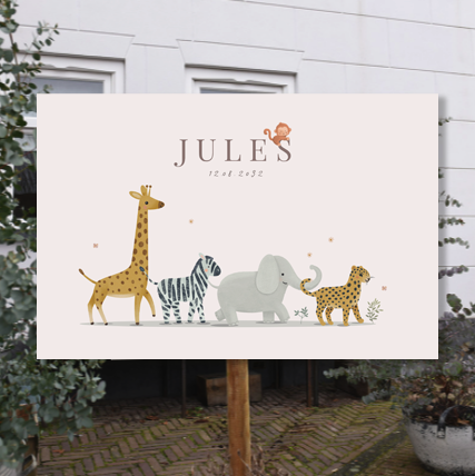 Raambord met een optocht van verschillende diertjes