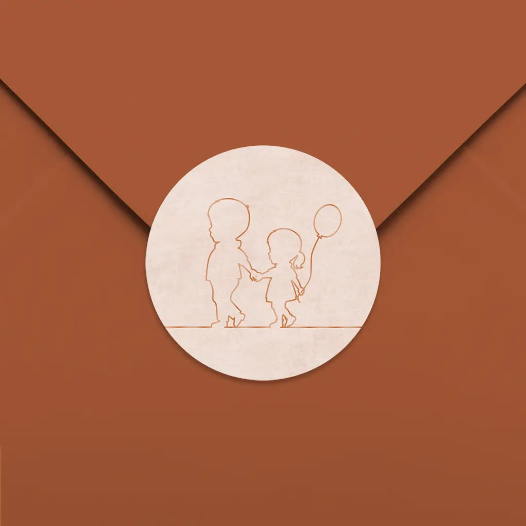 Sluitsticker roze met lijntekening silhouetjes in hoogglans - per vel