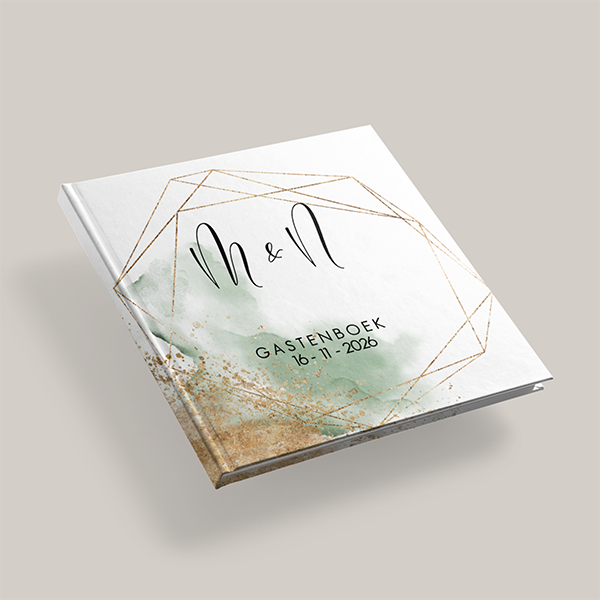 Gastenboek pastel groen en geometrische vorm