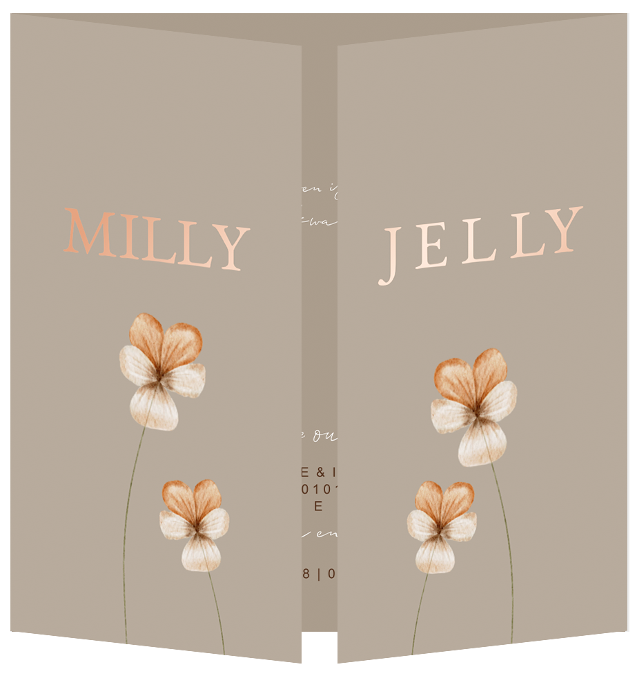 Geboortekaartje Tweeling Meisjes Bloemen