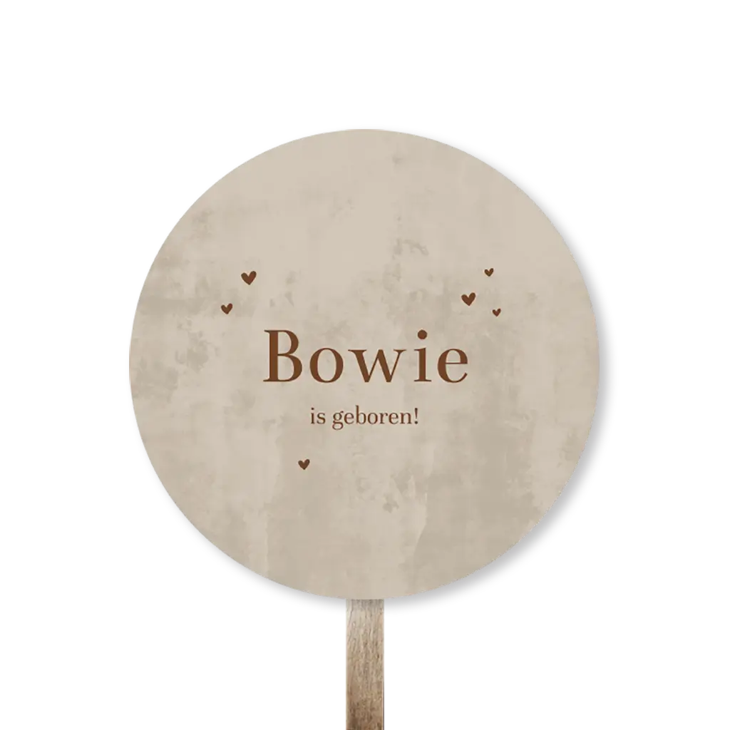 Tuinbord rond beige velvet-look met hartjes