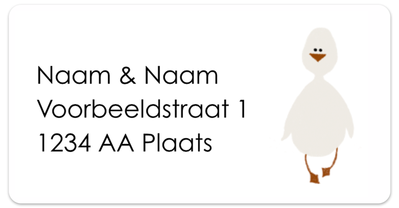 Adresstickers geboorte knuffel gans