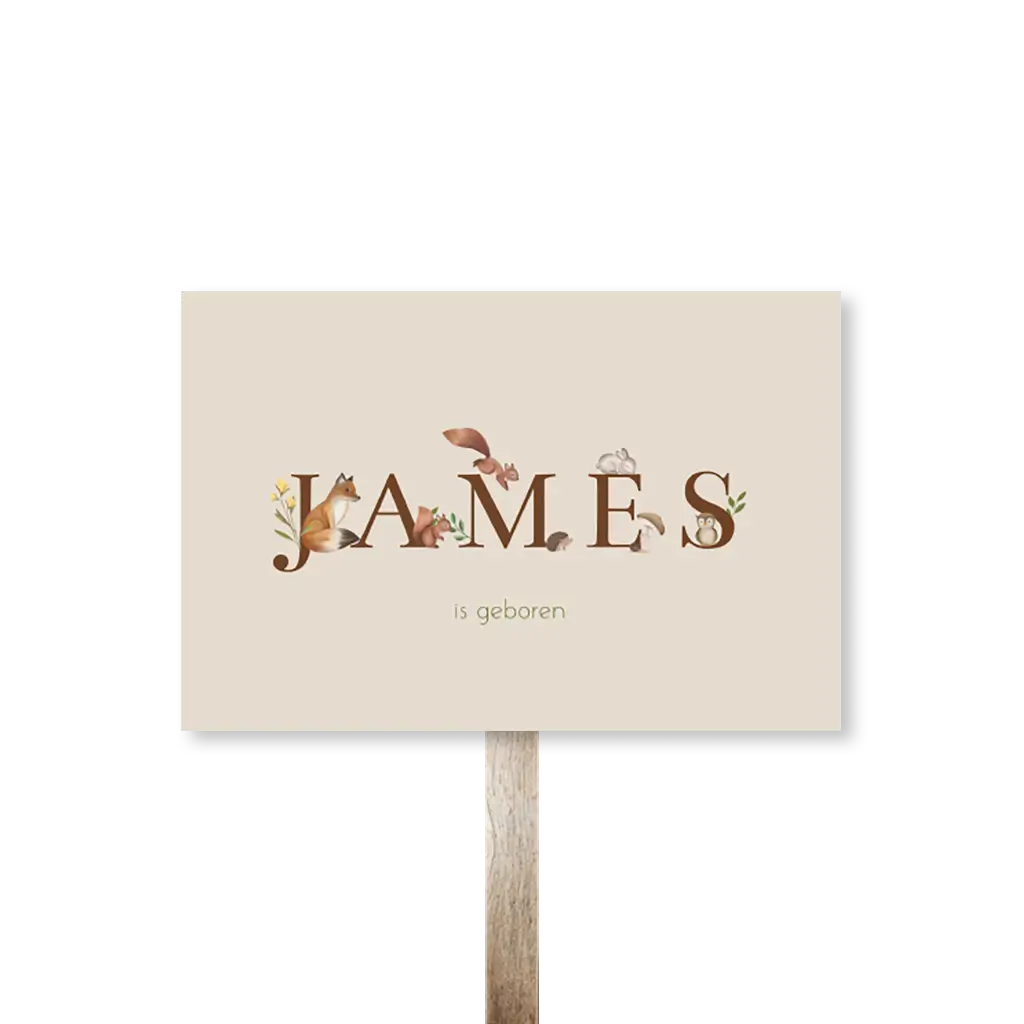 Tuinbord met bosdieren en naam