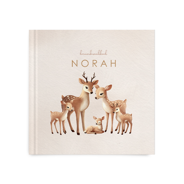 Kraambezoekboek met hertengezinnetje met broertjes en zusjes