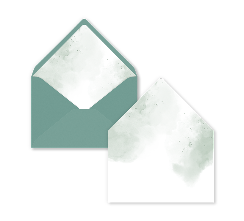 Envelop inlay met groene watercolour voor 12 x 18 cm envelop