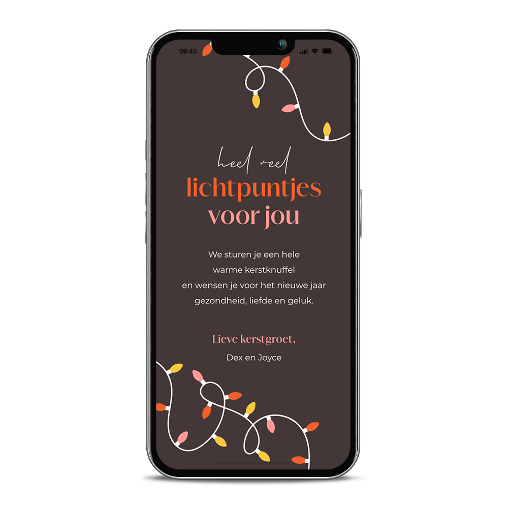 Lichtpuntjes voor jou digitale kerstkaart met kerstsnoer