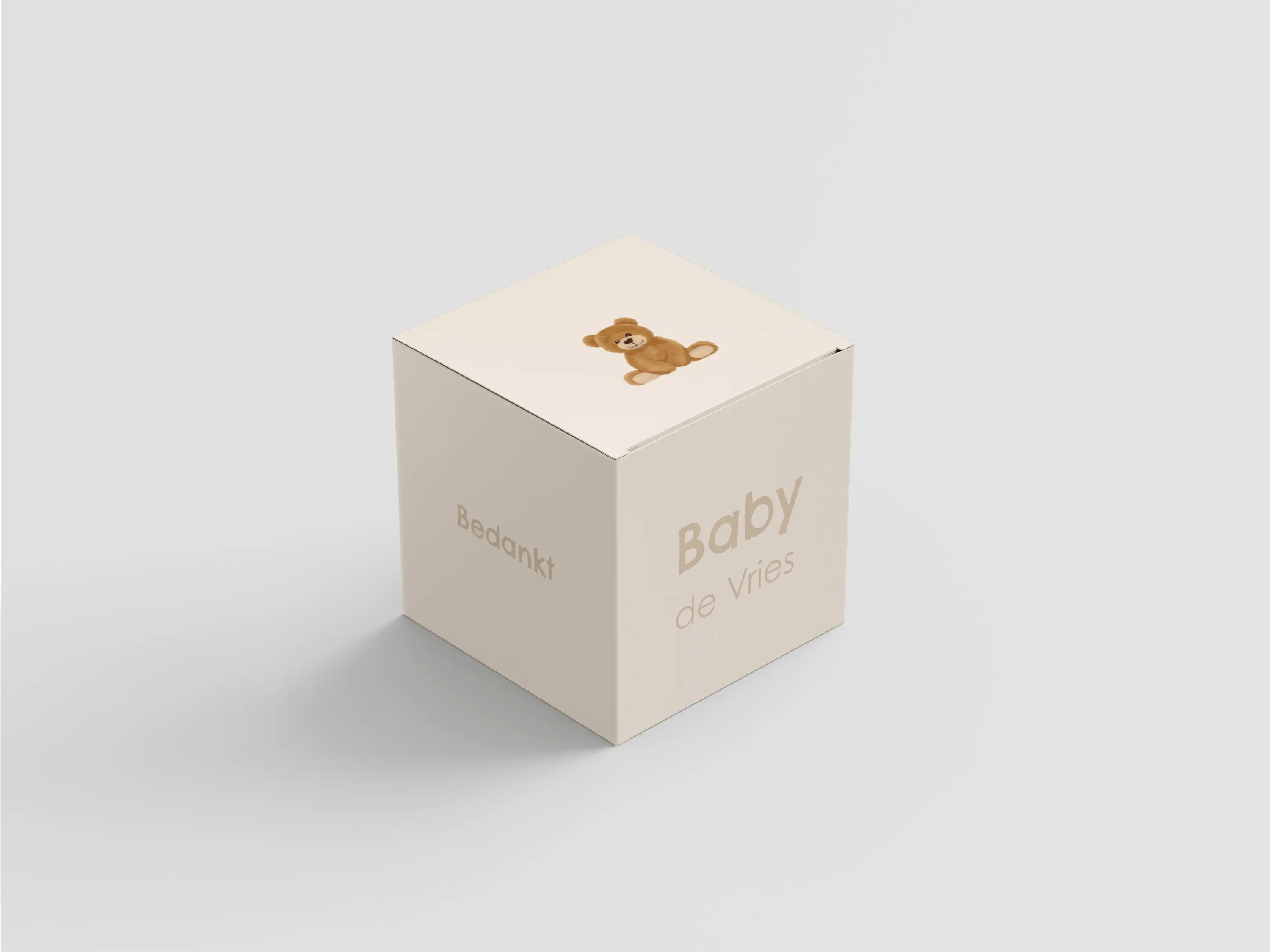 Bedankdoosje gebroken wit met teddybeer