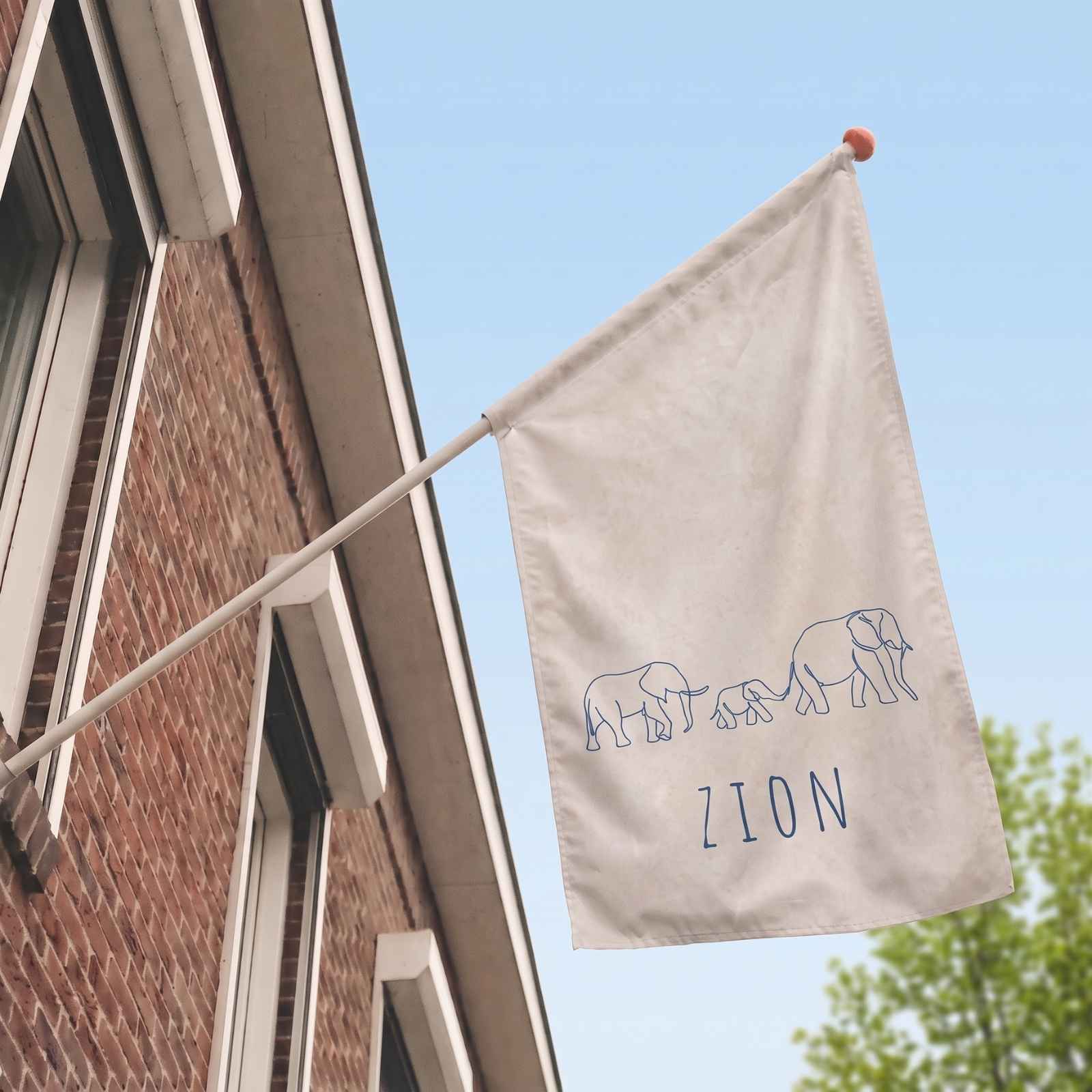 Geboortevlag geboorte drie olifantjes