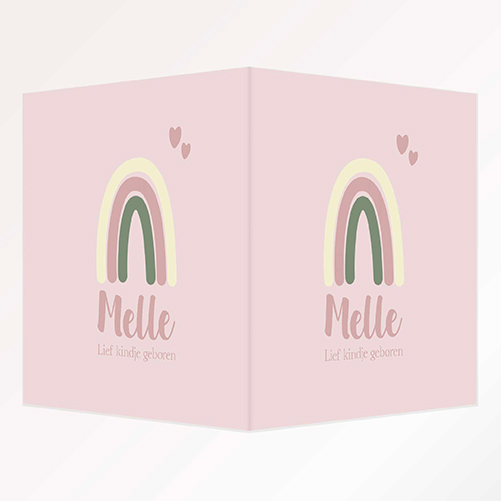 Geboortebord dubbel meisje met regenboog
