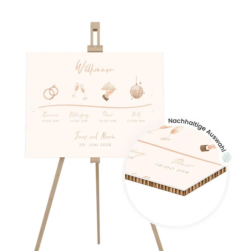 Tagesablauf- Schild Hochzeit 73 x 55 cm